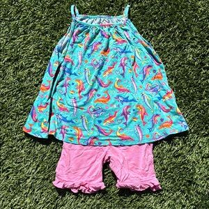 Posh Peanut x Lisa Frank Dolphin Print Shorts set 3T-4T